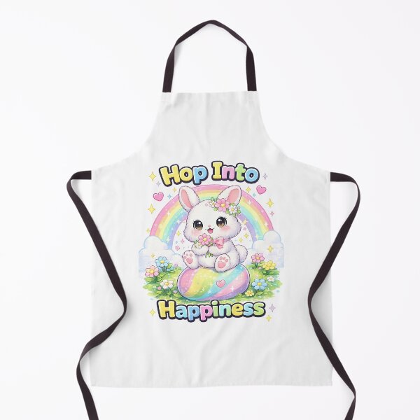 Item preview, Hop Into Happiness – Cute Bunny Kawaii Design with Rainbow & Flowers designed and sold by Clothes With Smiling Animals Walt Gral.