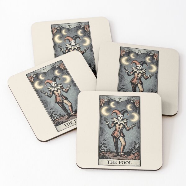 Item preview, The Fool Tarot Card Vintage Dark Circus Jester Woodcut designed and sold by LumePrint.