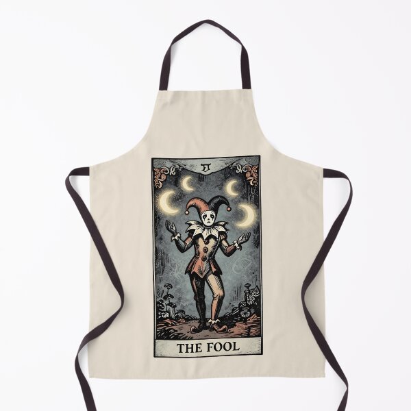 Item preview, The Fool Tarot Card Vintage Dark Circus Jester Woodcut designed and sold by LumePrint.