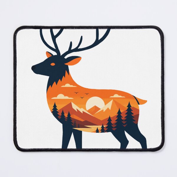 Item preview, Deer Silhouette Mountain Sunset Landscape designed and sold by OlhaDreamArt.
