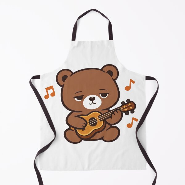 Item preview, Grumpy Kawaii Bear Playing Ukulele with Music Notes Cute Brown Teddy Musician Illustration designed and sold by Owcomm.