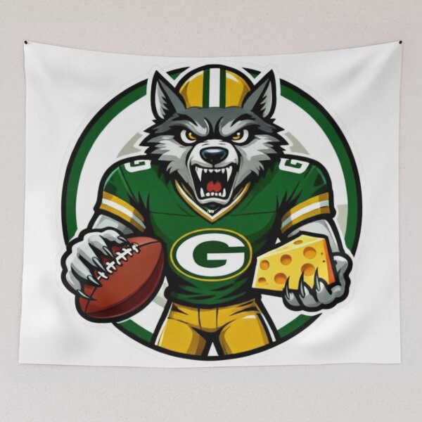 Item preview, Angry Wolf Football Mascot with Cheese Slice designed and sold by Pandora´s Box.