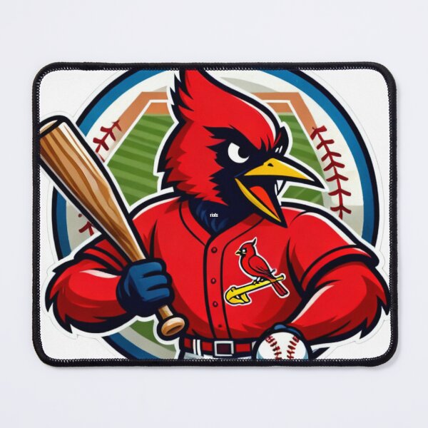 Item preview, Aggressive Red Cardinal Baseball Player Mascot designed and sold by Pandora´s Box.