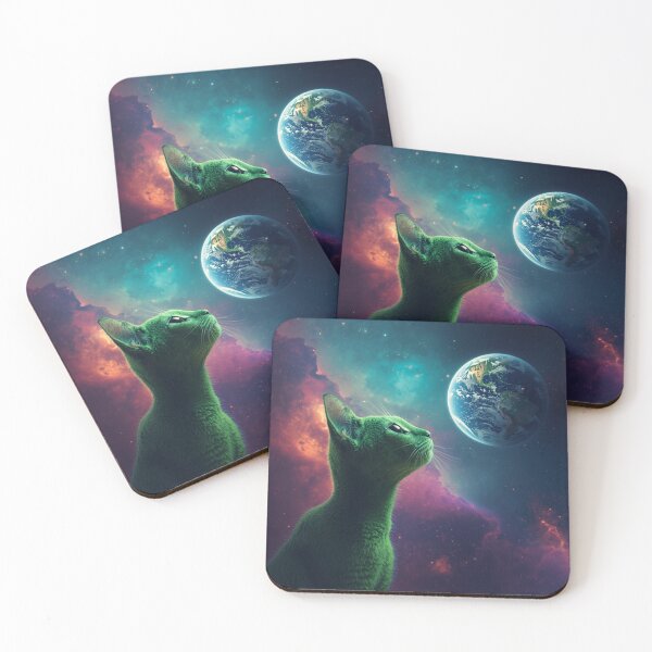 Item preview, Cosmic Green Kitten  designed and sold by Digitaload.