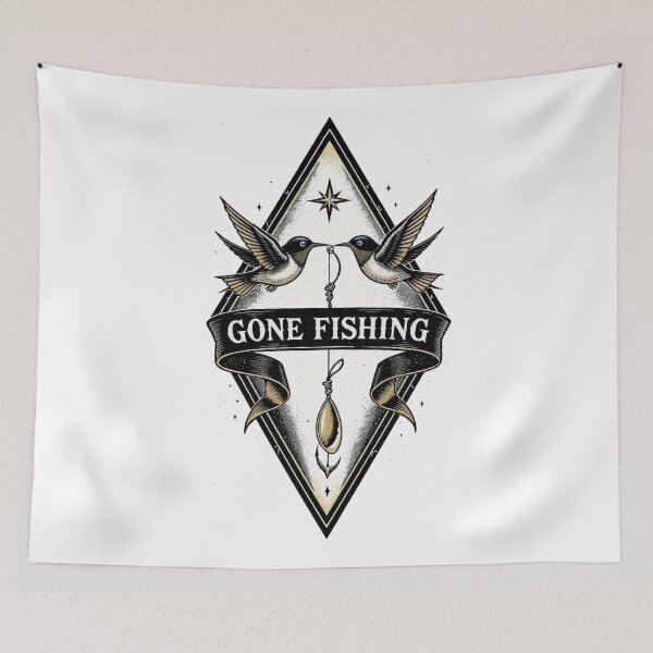 Item preview, Gone Fishing Swallows Retro Lure Gifts designed and sold by YMLux.