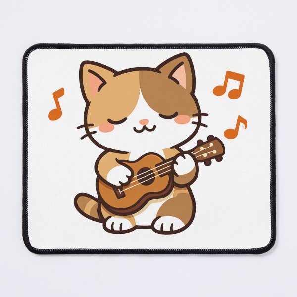 Item preview, Cute Kawaii Cat Playing Guitar Ukulele Music Notes Funny Kitten designed and sold by Owcomm.