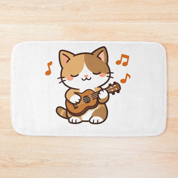 Item preview, Cute Kawaii Cat Playing Guitar Ukulele Music Notes Funny Kitten designed and sold by Owcomm.