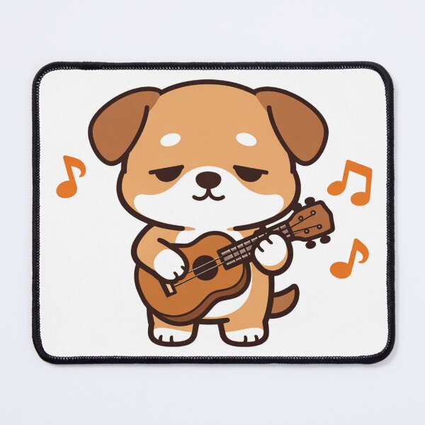 Item preview, Cute Kawaii Dog Playing Ukulele with Music Notes Funny Puppy Guitarist Illustration designed and sold by Owcomm.