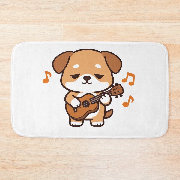 Item preview, Cute Kawaii Dog Playing Ukulele with Music Notes Funny Puppy Guitarist Illustration designed and sold by Owcomm.
