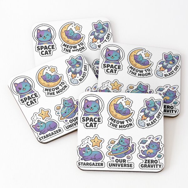Item preview, Kawaii Space Kitty Sticker Set - Cute Cat Astronaut & Galaxy Puns designed and sold by SimpleP.