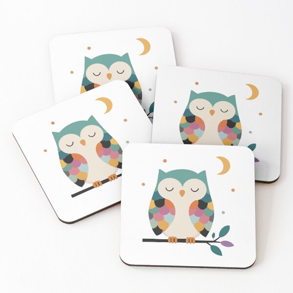 Item preview, Cute Owl Sitting on Branch at Night designed and sold by OlhaDreamArt.