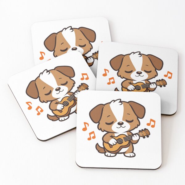 Item preview, Cute Kawaii Dog Playing Guitar with Music Notes – Adorable Puppy Musician Illustration designed and sold by Owcomm.