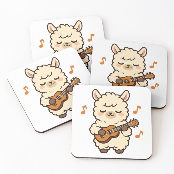 Item preview, Cute Kawaii Alpaca Playing Ukulele with Music Notes Funny Fluffy Llama Musician designed and sold by Owcomm.