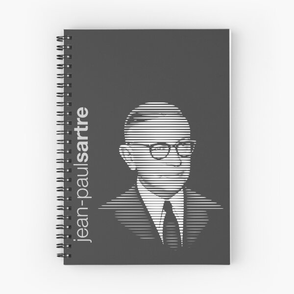 Aperçu de l'œuvre Affiche à rayures en demi-teintes de Jean Paul Sartre créée et vendue par CMYKStudio.