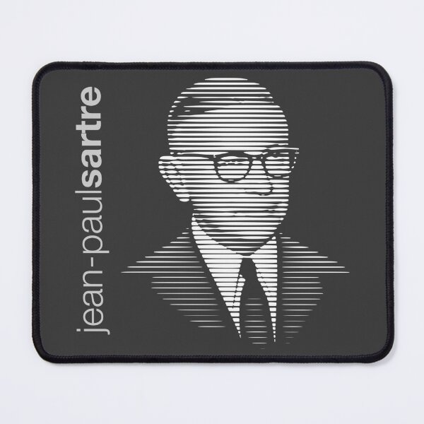 Item preview, Jean Paul Sartre halftone-stripe poster designed and sold by CMYKStudio.