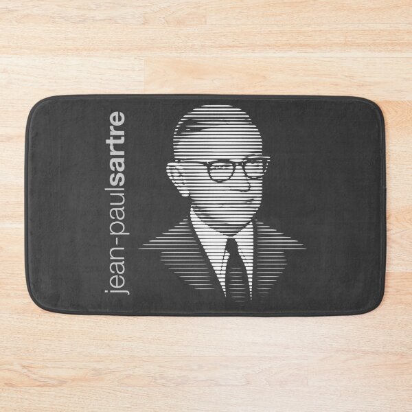 Item preview, Jean Paul Sartre halftone-stripe poster designed and sold by CMYKStudio.