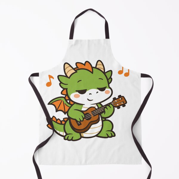 Item preview, Cute Kawaii Dragon Playing Ukulele with Music Notes Green Fantasy Dragon designed and sold by Owcomm.