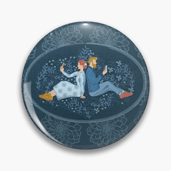 Item preview, Couple with mobile phone, dark blue background designed and sold by WONDERPRINTVALLEY.