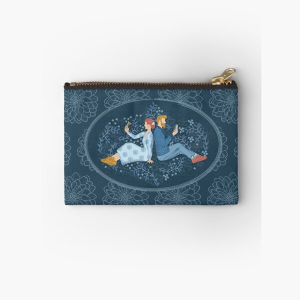 Item preview, Couple with mobile phone, dark blue background designed and sold by WONDERPRINTVALLEY.