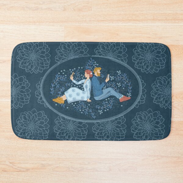 Item preview, Couple with mobile phone, dark blue background designed and sold by WONDERPRINTVALLEY.