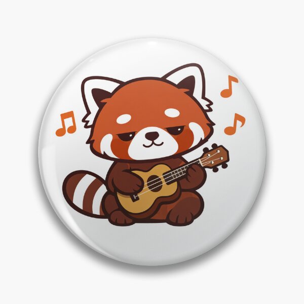 Item preview, Kawaii Red Panda Playing Ukulele with Music Notes Cute Animal Musician Illustration designed and sold by Owcomm.