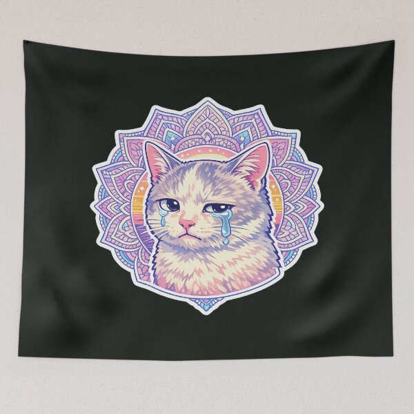 Item preview, Emotional Crying Cat Meme Sticker designed and sold by Chromatic Artistry.