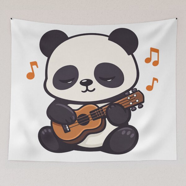 Item preview, Cute Kawaii Panda Playing Ukulele with Music Notes Funny Animal designed and sold by Owcomm.