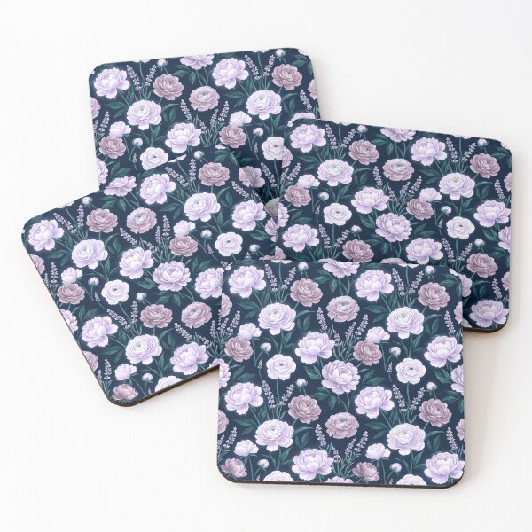 Item preview, Dark Background Watercolor Floral Night Garden Pattern designed and sold by Inkworksbyshery.
