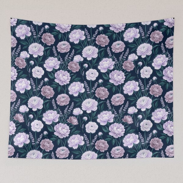 Item preview, Dark Background Watercolor Floral Night Garden Pattern designed and sold by Inkworksbyshery.