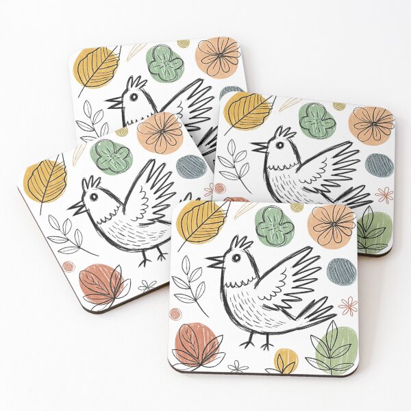Item preview, Charming sketched bird and botanicals folk art design earthy color palette  designed and sold by SholoStudio.