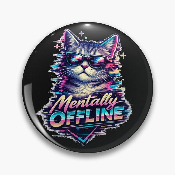 Item preview, Mentally Offline – Neon Cat Synthwave Retro Style designed and sold by TelaMental.