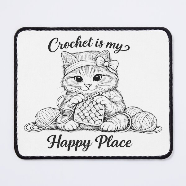 Item preview, Crochet Is My Happy Place Cat designed and sold by ironydesigns.
