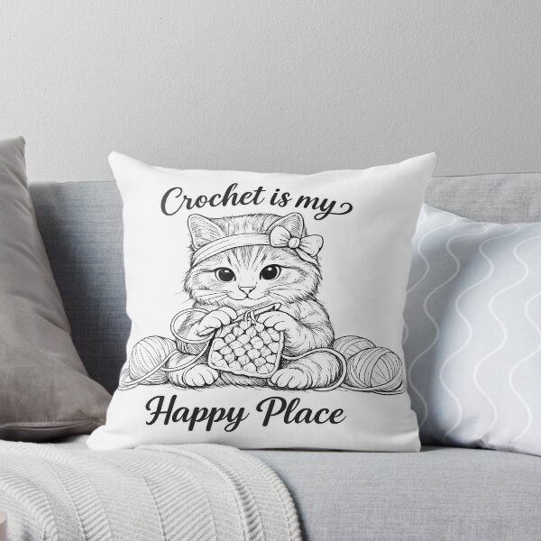 Item preview, Crochet Is My Happy Place Cat designed and sold by ironydesigns.
