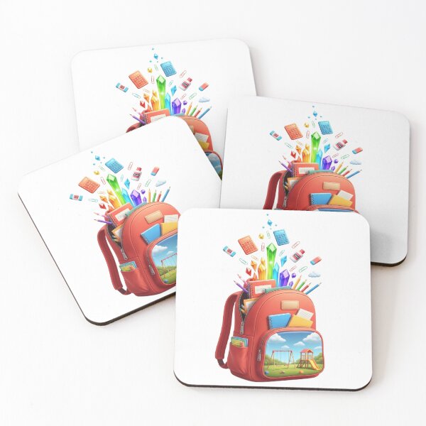 Item preview, Red School Backpack Supplies Scene designed and sold by AbanoubStore.