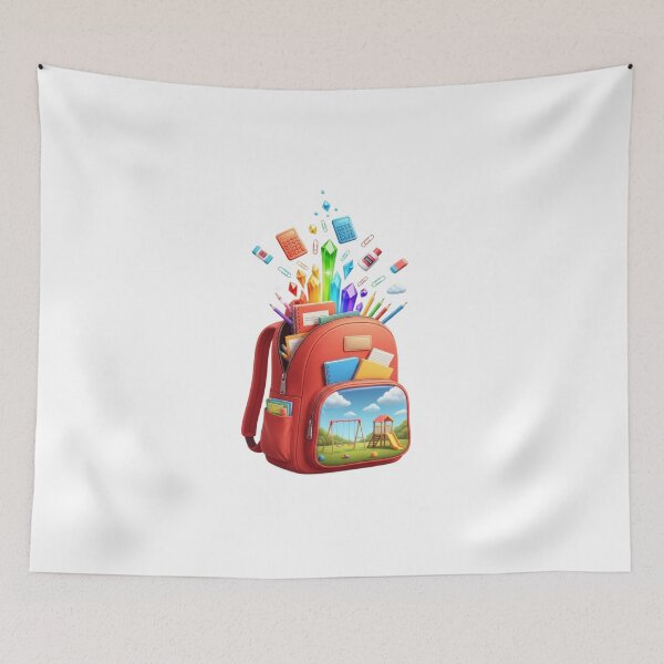 Item preview, Red School Backpack Supplies Scene designed and sold by AbanoubStore.