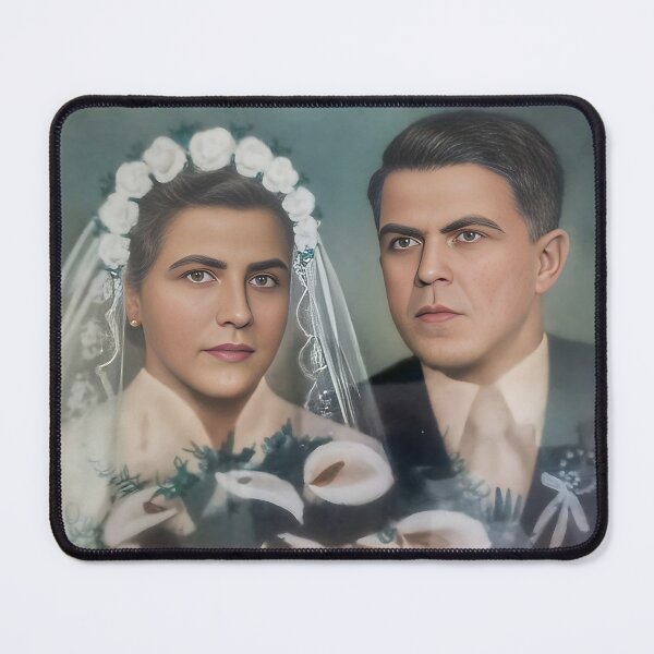 Item preview, picture of the bride and groom the picture was created during the Second World War Štefan Drábik with Anna Drabikova born Korenna designed and sold by Nalimkibard.