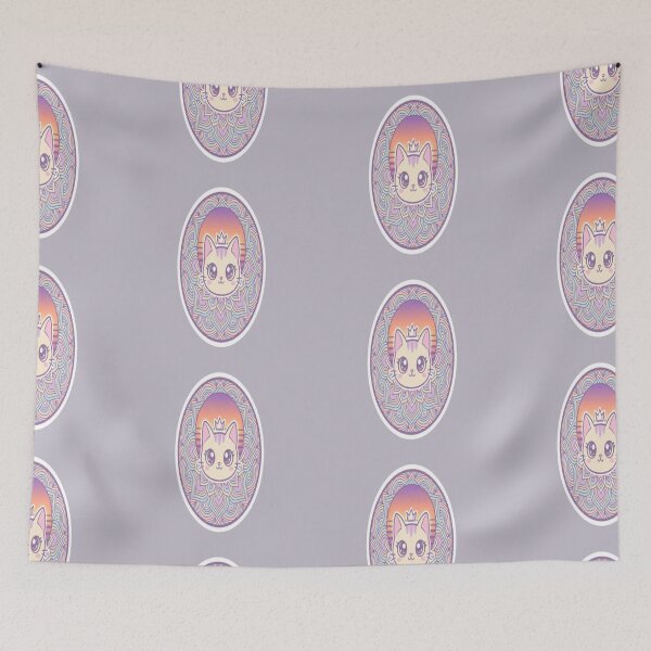 Item preview, Kawaii Princess Cat Crown Mandala designed and sold by Chromatic Artistry.