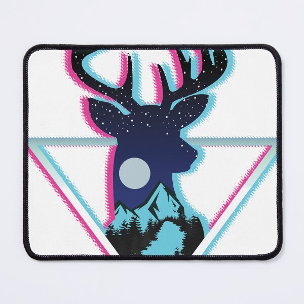 Item preview, Neon Deer Nightscape – Retro Mountain Vaporwave Stag designed and sold by EichStore.