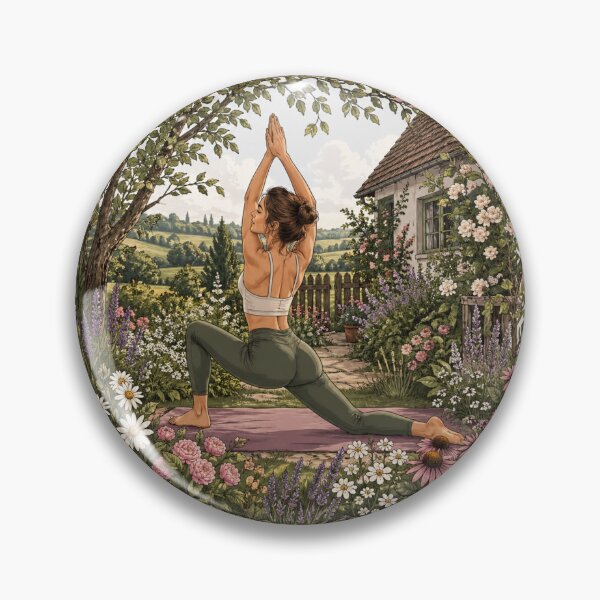 Item preview, Yoga in the Countryside Garden – Cottagecore Wellness Aesthetic Illustration designed and sold by GaMaDesing.