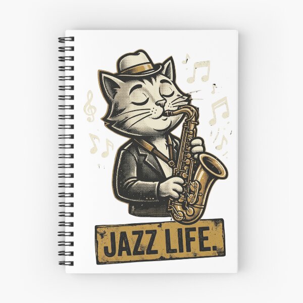 Aperçu de l'œuvre Impression de saxophone Jazz Cat créée et vendue par Ortsas.