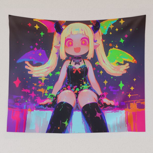 Item preview, Glitchcore Kawaii Demon Girl designed and sold by bubblegoth.