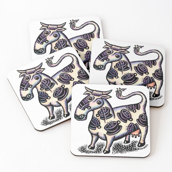 Item preview, white cow with spots shaped like coffee cups designed and sold by LisaHaney.