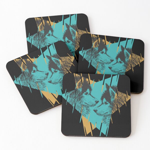 Item preview, Twin Wolves Connection – Abstract Geometric Wildlife Design designed and sold by EichStore.