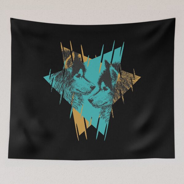 Item preview, Twin Wolves Connection – Abstract Geometric Wildlife Design designed and sold by EichStore.