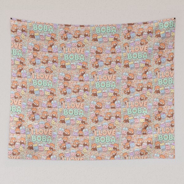 Item preview, I Love Boba Kawaii Pattern designed and sold by Itsheartshop.