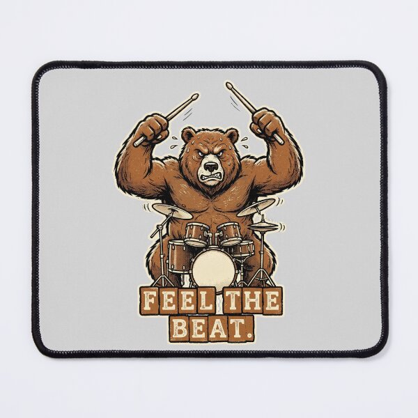 Item preview, Bear Drummer Retro Tee designed and sold by Ortsas.
