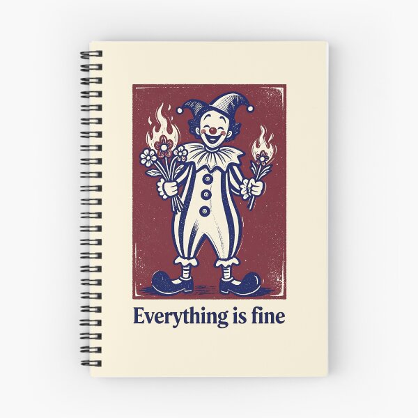 Item preview, Everything is Fine Funny Ironic Clown Fire Retro Art designed and sold by LumePrint.