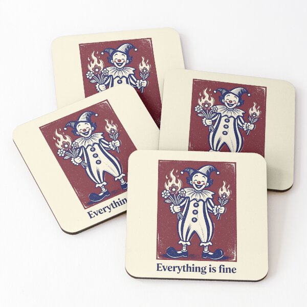 Item preview, Everything is Fine Funny Ironic Clown Fire Retro Art designed and sold by LumePrint.