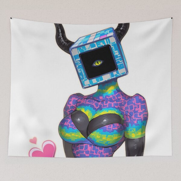 Item preview, Horned TV Head Demon Girl designed and sold by bubblegoth.
