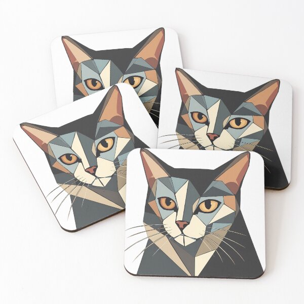 Item preview, Cubist Cat Portrait Geometric Abstract Art designed and sold by Common-Standard.